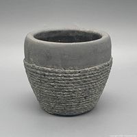 front view of gray ceramic planter