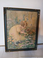 Front view of framed lithograph showing artwork and frame