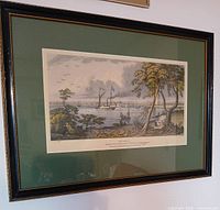 Front view of framed print on wall