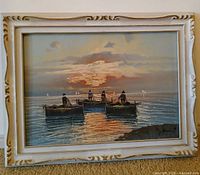 Front view of framed seascape painting