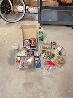 Full lot layout showing all hardware pieces, valve box, house numbers, glass shades, electrical parts