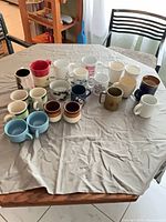 Overview of all mugs on table