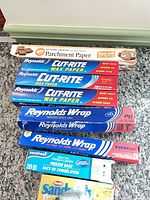 All seven boxes displayed on countertop