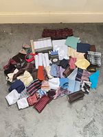 Top-down view of entire assortment on floor