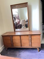 Front view of dresser with attached mirror