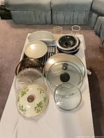 All lids arranged on table