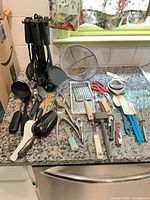 overview of all utensils on countertop