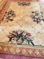 Full view of rug showing design and colors