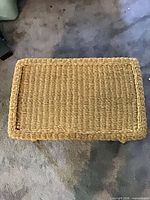 Top view of woven wicker rattan ottoman