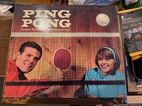 front lid of original Parker Brothers Ping Pong Table Tennis Set box
