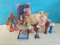 Group shot showing all listed Star Wars items