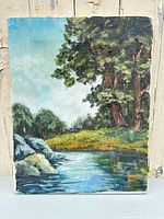 Front view of the painting showing full landscape scene