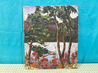 Front view of oil painting showing full landscape scene