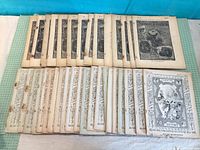 All fascicles laid out; top row ‘Animate Creation’, bottom row ‘Character Sketches’. Shows quantity and condition.