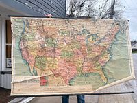 Full view of United States map on rollers
