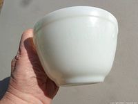 Side view of white Pyrex bowl