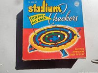 Top of Stadium Checkers box showing artwork and title