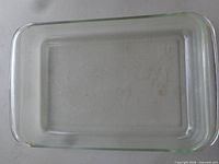 Top view of rectangular clear glass baking dish