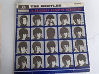 Front cover of The Beatles A Hard Day's Night mono LP showing artwork and wear