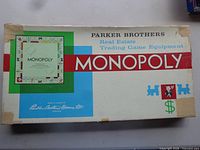 Top of original 1961 Parker Brothers Monopoly box