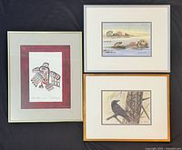 Three framed Indigenous prints overview
