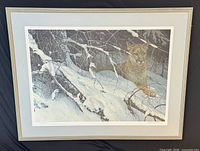 Full view of framed Robert Bateman cougar print