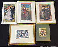Group shot of all five prints showing frames and mats