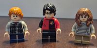 Group shot of three Lego Harry Potter minifigures