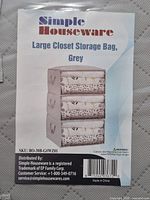 Front label of Simple Houseware Large Closet Storage Bag, Grey