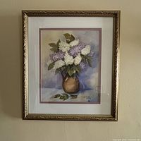 Front view of framed watercolor showing artwork, matting and frame
