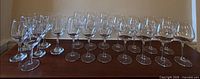 All glasses lined up on table