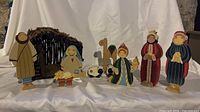 Full set showing all wooden nativity pieces