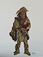 Full view of one Lewis Parker Huron print showing Indigenous figure