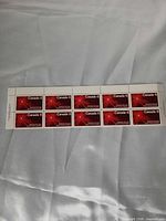 Full block of 10 stamps on white background