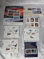 All six 2018 mint Canada Post souvenir stamp sheets laid out