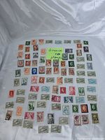 Full layout of 90 Greek stamps on white background with note "Greece 90 stamps"