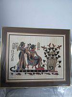 Full view of framed papyrus artwork