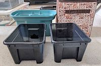 Front view of all five bins