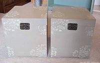 Both gray painted chests front view showing size and design