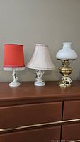All three lamps on dresser
