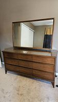 Front view of dresser with mirror attached