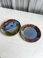 Both stoneware plates top view