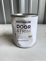Front of Rust-Oleum Door & Trim Advanced Dry paint can showing label details