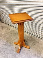 Full view front of solid oak lectern podium