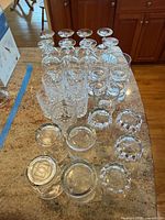 Overview of all glass pieces on countertop
