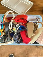 Container holding mixed women’s belts