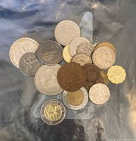 Group view showing entire assortment of mixed coins