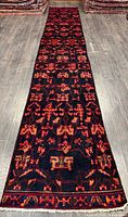 Full-length view of entire runner rug laid flat