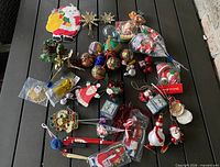 Overview of entire assortment of ornaments spread on table