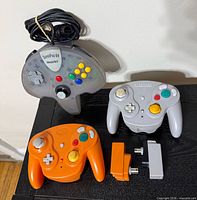 Group shot showing all controllers and memory cards